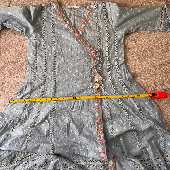 Ansab Jahangir Sky Blue Floral Embroidered Anarkali 3-Piece Size S | Pakistani - Picture 9 of 9